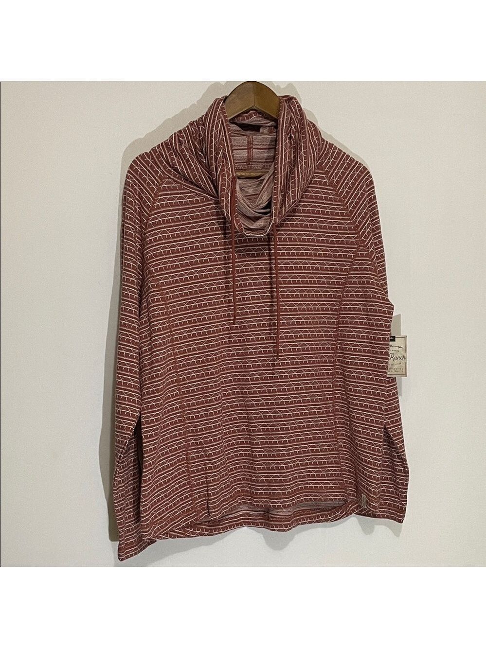Old Ranch Denali Women’s Striped Brown/Rust Cowl Neck Sz XL